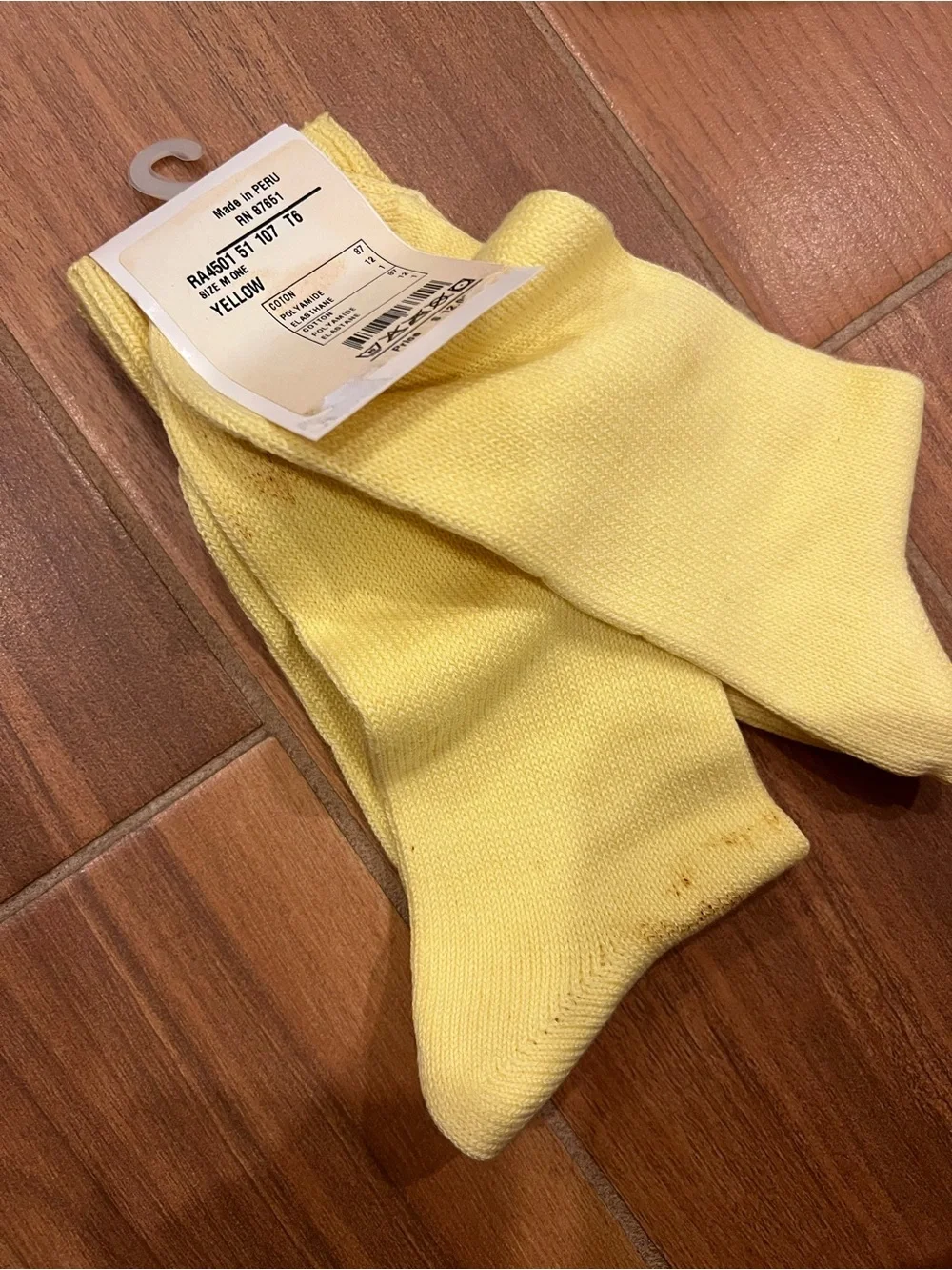 Lacoste Men's Yellow Cotton Crew Socks Size Medium